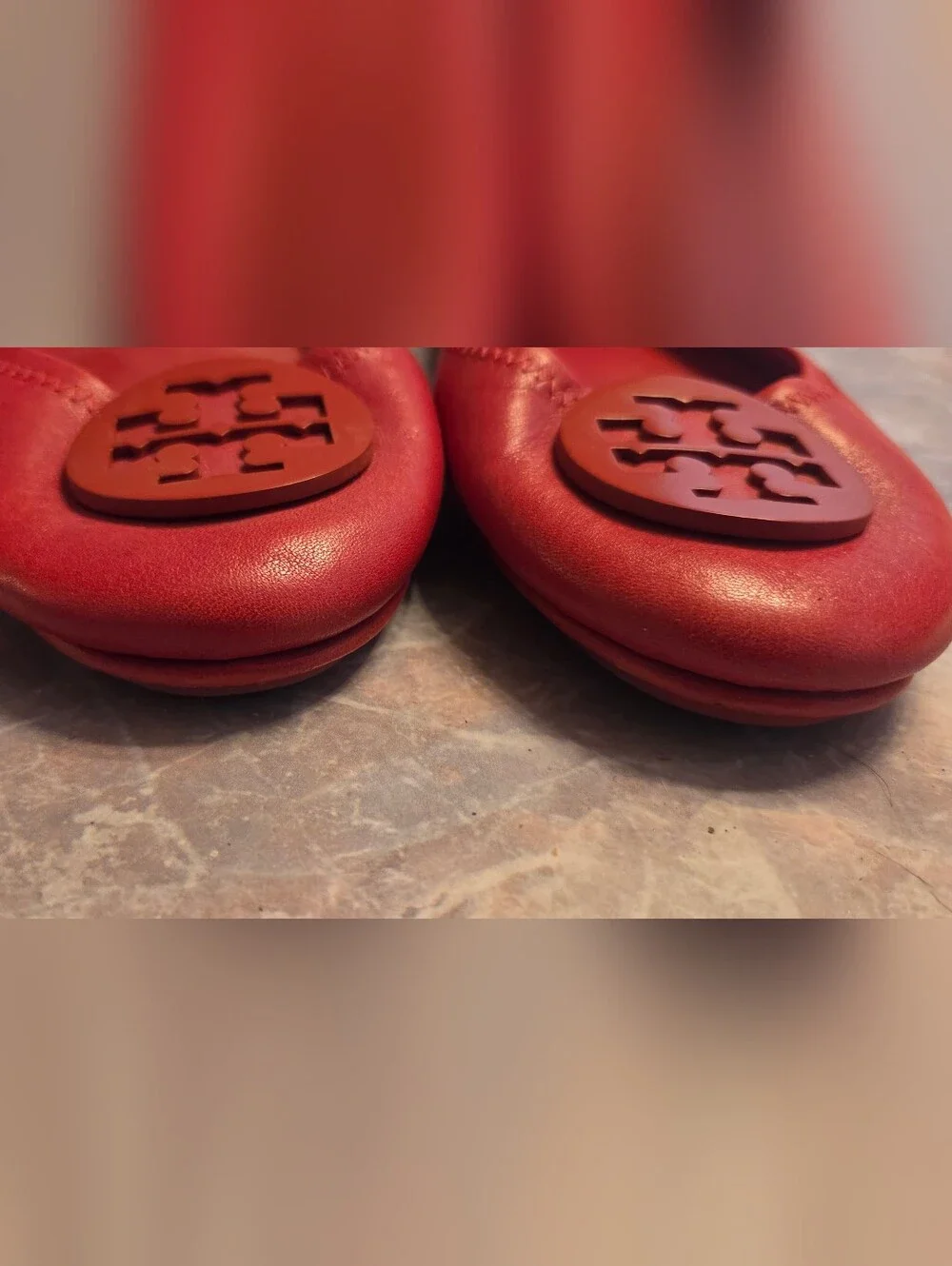 Tory Burch Red Logo Ballet Flats